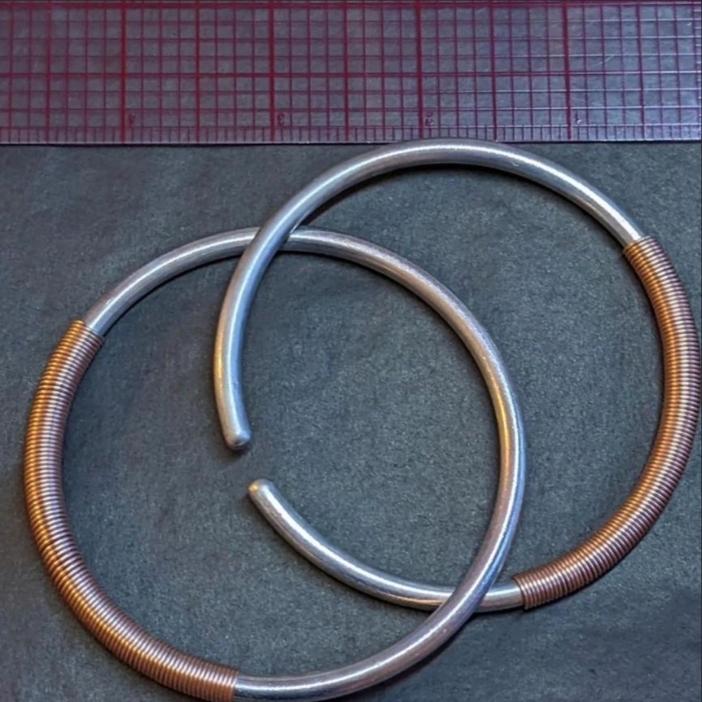 sold ~ Silver and Copper Hoop Hangers